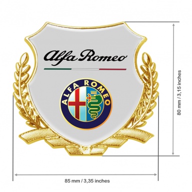 Alfa Romeo Tuning Badge Self Adhesive Gold Grey Base Color Design