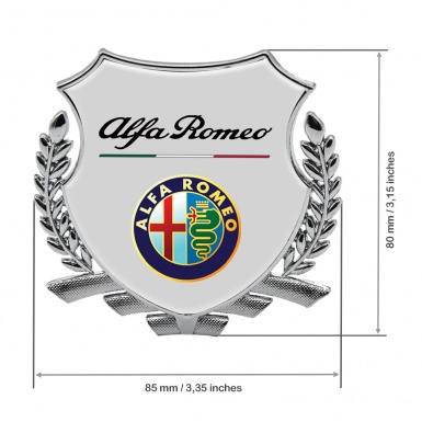 Alfa Romeo Tuning Badge Self Adhesive Silver Grey Base Color Design