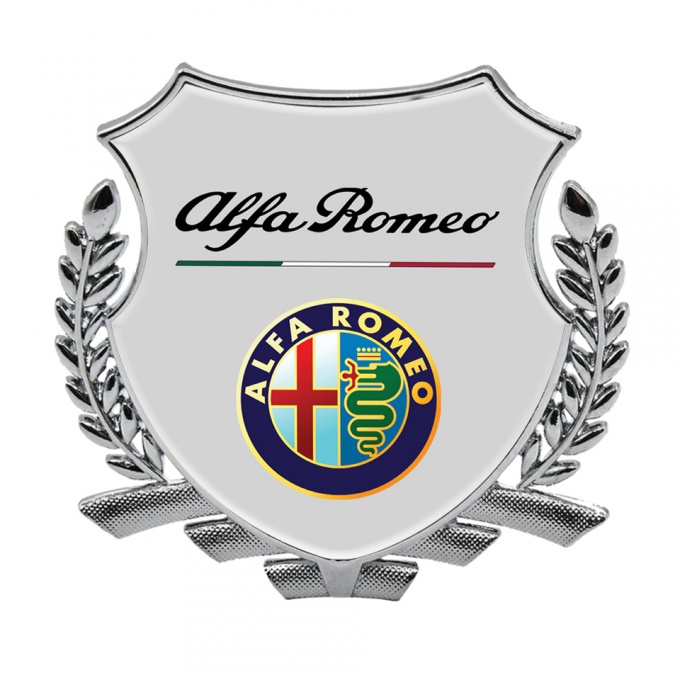 Alfa Romeo Tuning Badge Self Adhesive Silver Grey Base Color Design