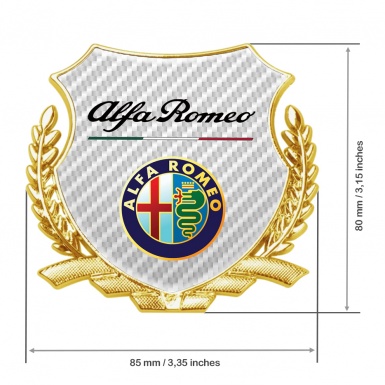 Alfa Romeo Fender Metal Emblem Badge Gold White Carbon Color Logo