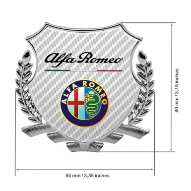 Alfa Romeo Fender Metal Emblem Badge Silver White Carbon Color Logo