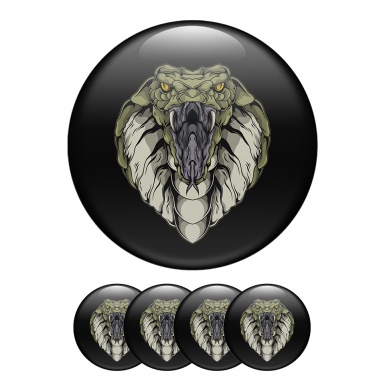 Animals Domed Stickers Wheel Center Cap Sports Series Black Image Of A Snake's Head Cobra 