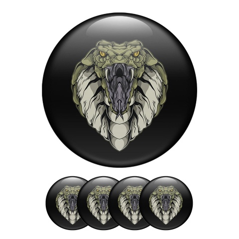 Animals Domed Stickers Wheel Center Cap Sports Series Black Image Of A Snake's Head Cobra 