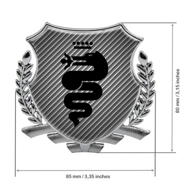 Alfa Romeo Metal Emblem Self Adhesive Silver Light Carbon Serpent Logo