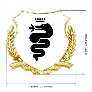 Alfa Romeo Bodyside Badge Self Adhesive Gold White Base Serpent Logo