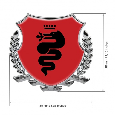 Alfa Romeo Tuning Emblem Self Adhesive Silver Red Base Black Serpent