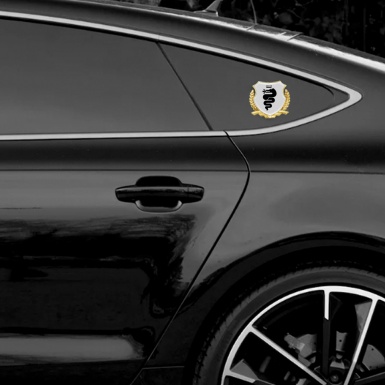 Alfa Romeo Fender Metal Emblem Badge Gold Grey Base Black Serpent