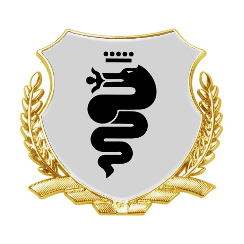 Alfa Romeo Fender Metal Emblem Badge Gold Grey Base Black Serpent