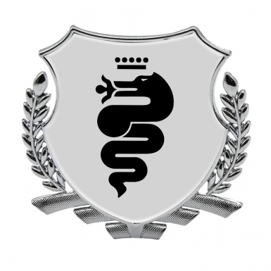 Alfa Romeo Fender Metal Emblem Badge Silver Grey Base Black Serpent