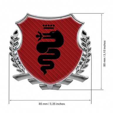 Alfa Romeo Fender Emblem Badge Silver Red Carbon Base Black Serpent