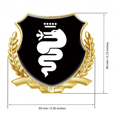 Alfa Romeo Metal Emblem Self Adhesive Gold Black Base White Serpent