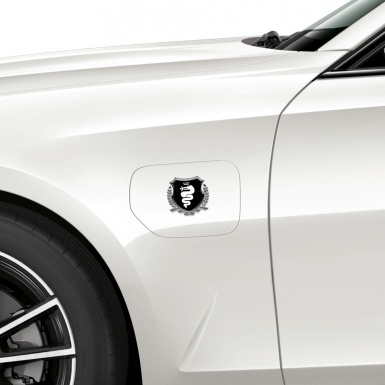 Alfa Romeo Metal Emblem Self Adhesive Silver Black Base White Serpent