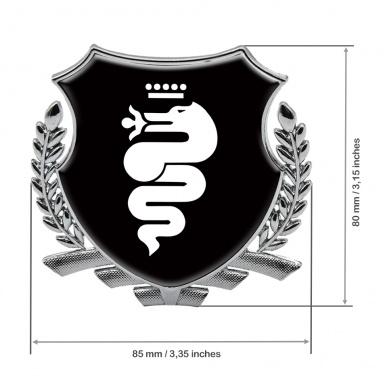 Alfa Romeo Metal Emblem Self Adhesive Silver Black Base White Serpent