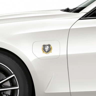 Alfa Romeo Self Adhesive Bodyside Emblem Gold Carbon Base White Serpent
