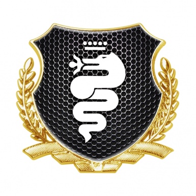 Alfa Romeo Metal Emblem Self Adhesive Gold Dark Honeycomb Serpent Logo