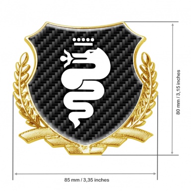 Alfa Romeo 3D Car Metal Emblem Gold Dark Carbon White Serpent Logo