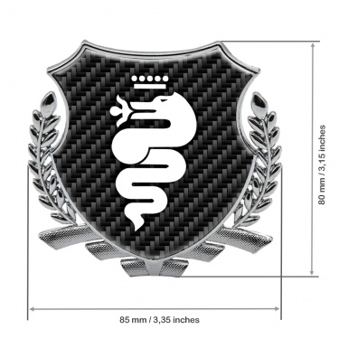 Alfa Romeo 3D Car Metal Emblem Silver Dark Carbon White Serpent Logo