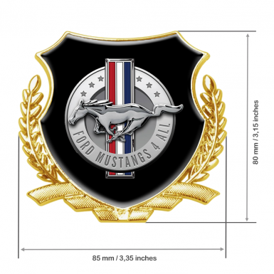 Ford Mustang Bodyside Emblem Badge Gold Black Base Tricolor Line Edition
