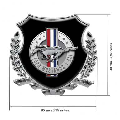 Ford Mustang Bodyside Emblem Badge Silver Black Base Tricolor Line Edition