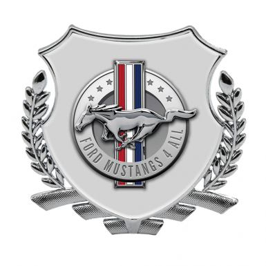 Ford Mustang 3D Car Metal Emblem Silver Grey Base Chrome Logo Edition