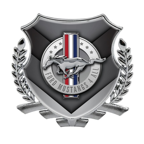 Ford Mustang 3D Car Metal Emblem Silver Grey V Plates Chrome Logo Design