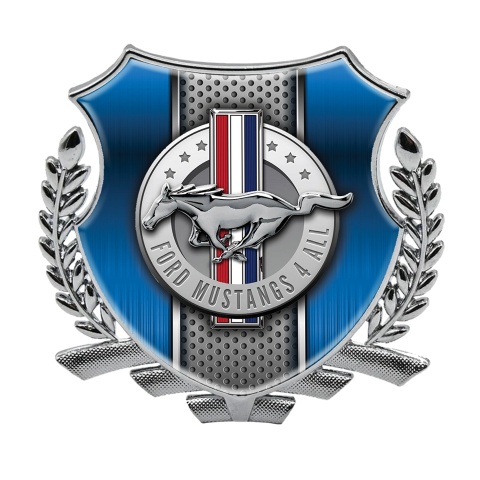 Ford Mustang Trunk Emblem Badge Silver Blue Brushed Metal Chrome Logo