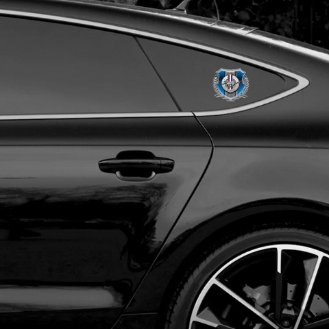Ford Mustang Trunk Emblem Badge Silver Blue Brushed Metal Chrome Logo
