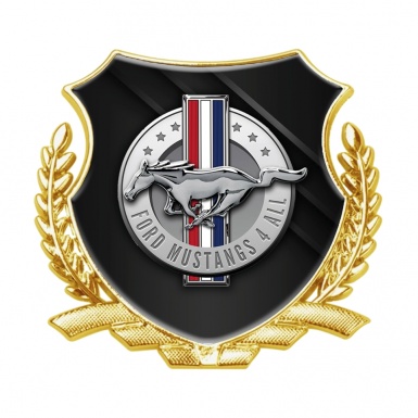Ford Mustang Fender Emblem Badge Gold Dark Blades Chrome Logo Design
