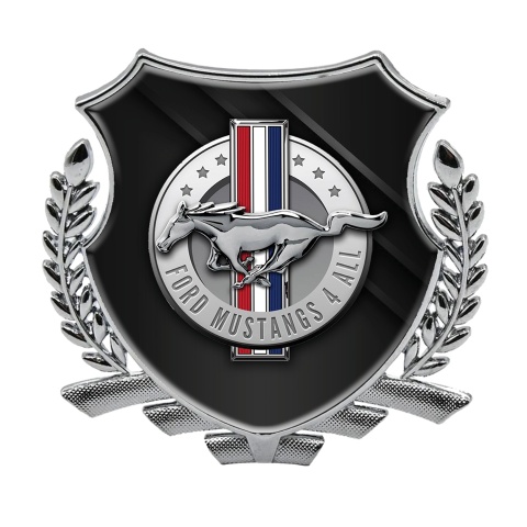 Ford Mustang Fender Emblem Badge Silver Dark Blades Chrome Logo Design