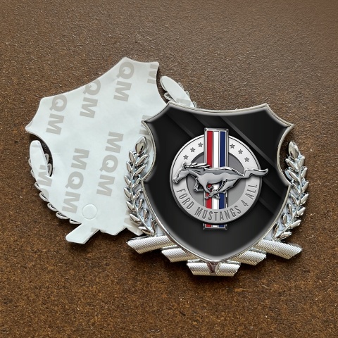 Ford Mustang Fender Emblem Badge Silver Dark Blades Chrome Logo Design