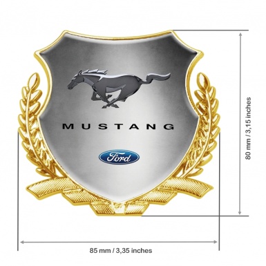 Ford Mustang Metal Emblem Self Adhesive Gold Aluminum Effect Classic Logo