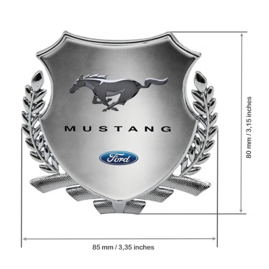 Ford Mustang Metal Emblem Self Adhesive Silver Aluminum Effect Classic Logo