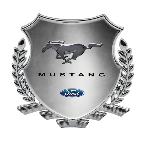 Ford Mustang Metal Emblem Self Adhesive Silver Aluminum Effect Classic Logo
