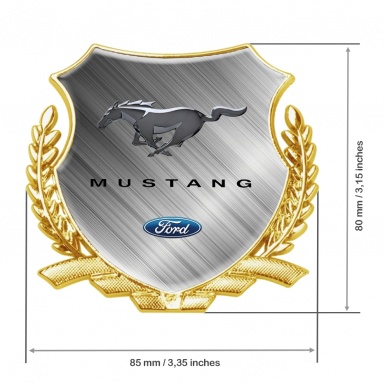 Ford Mustang Bodyside Badge Self Adhesive Gold Brushed Aluminum Effect