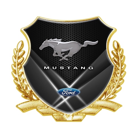Ford Mustang Tuning Emblem Self Adhesive Gold Hex Light Beams Design