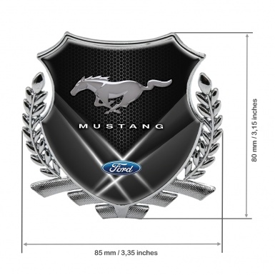 Ford Mustang Tuning Emblem Self Adhesive Silver Hex Light Beams Design