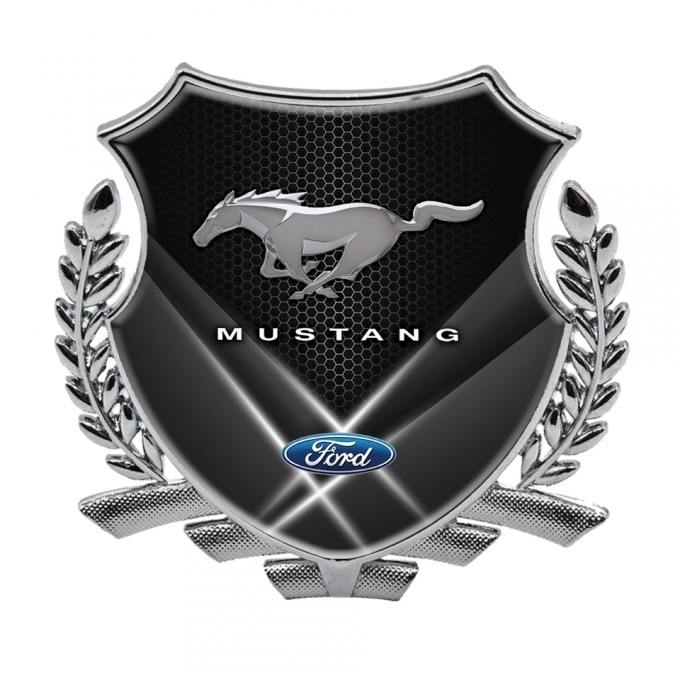 Ford Mustang Tuning Emblem Self Adhesive Silver Hex Light Beams Design