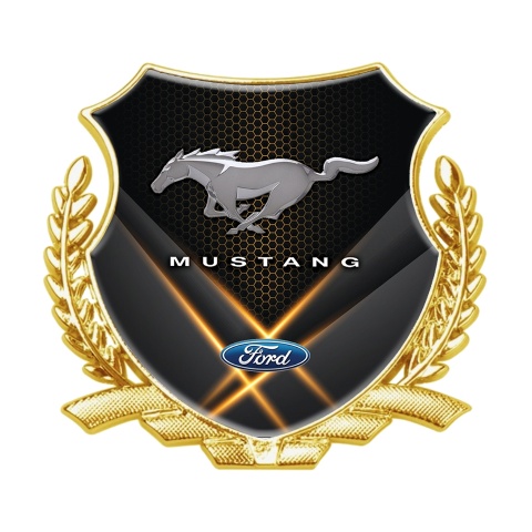 Ford Mustang Fender Emblem Badge Gold Dark Hex Orange Beams Edition