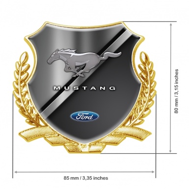 Ford Mustang Trunk Emblem Badge Gold Diagonal Plate Effect Classic Logo