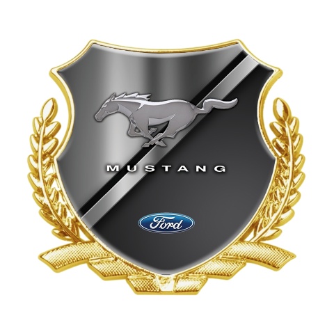Ford Mustang Trunk Emblem Badge Gold Diagonal Plate Effect Classic Logo
