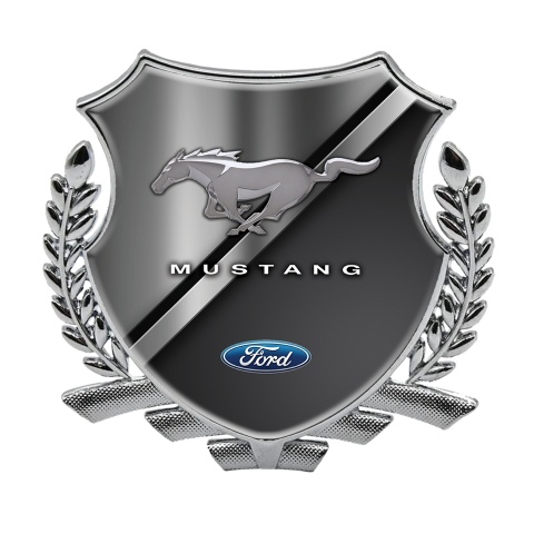 Ford Mustang Trunk Emblem Badge Silver Diagonal Plate Effect Classic Logo