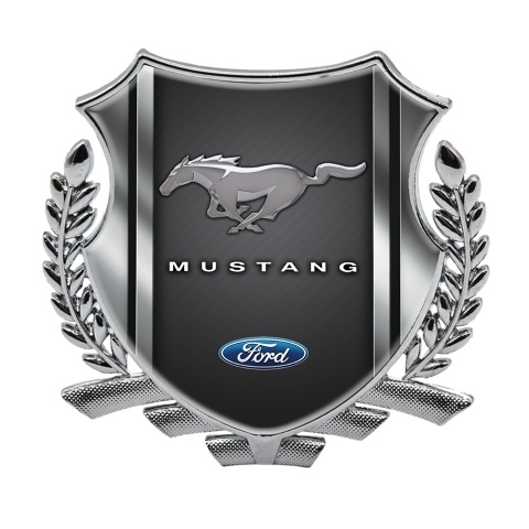 Ford Mustang Trunk Metal Emblem Badge Silver Aluminum Style Border Effect