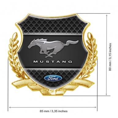 Ford Mustang Fender Emblem Badge Gold Dark Waffle Effect Classic Logo