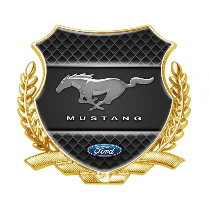 Ford Mustang Fender Emblem Badge Gold Dark Waffle Effect Classic Logo