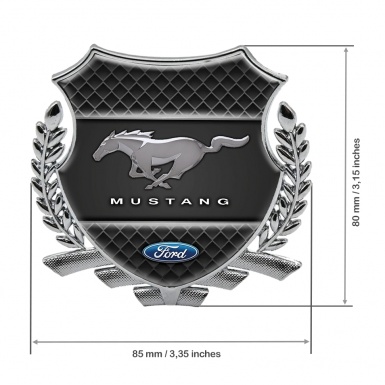 Ford Mustang Fender Emblem Badge Silver Dark Waffle Effect Classic Logo