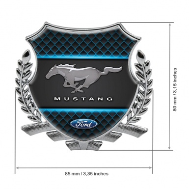 Ford Mustang Trunk Emblem Badge Silver Dark Waffle Effect Blue Lines