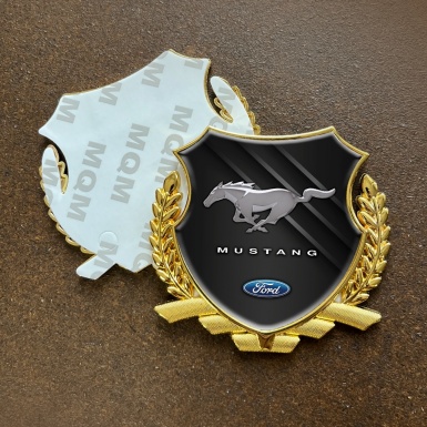 Ford Mustang Trunk Metal Emblem Badge Gold Dark Blades Classic Design