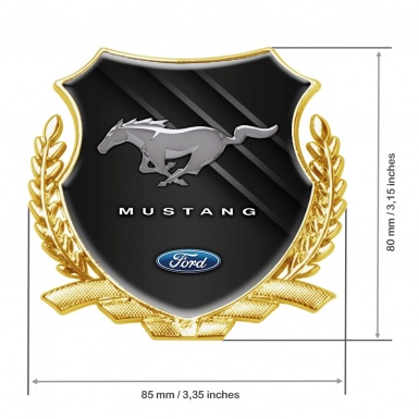 Ford Mustang Trunk Metal Emblem Badge Gold Dark Blades Classic Design