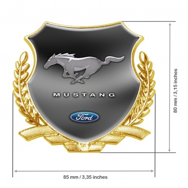 Ford Mustang Metal Emblem Self Adhesive Gold Dark Gradient Classic Logo