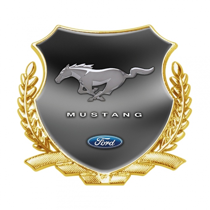 Ford Mustang Metal Emblem Self Adhesive Gold Dark Gradient Classic Logo